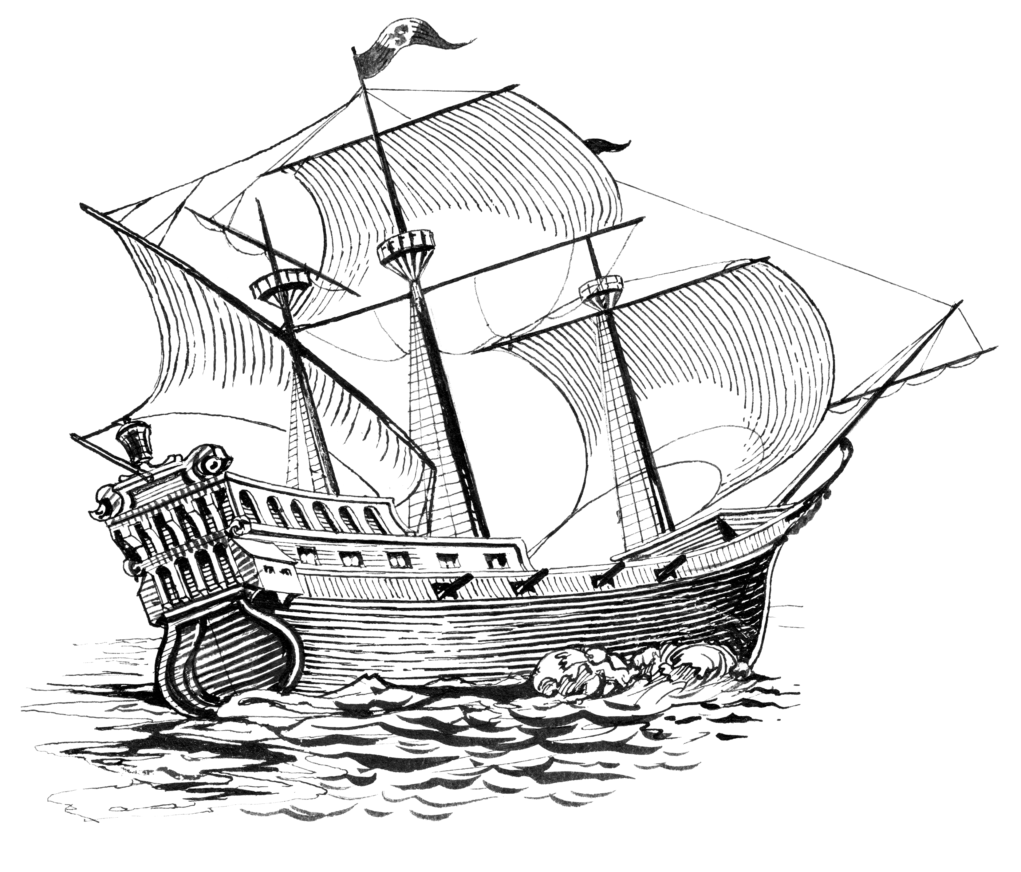 drawing of Columbus'ship